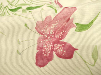 平和屋着物＊夏物 小紋 絽 手描き 草花文 銀彩 正絹 逸品 未使用 AABH2149ck