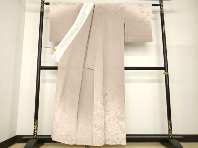 平和屋着物＊夏物 訪問着 絽縮緬 花籬文 暈し染め 金糸 正絹 逸品 AABH2150ck