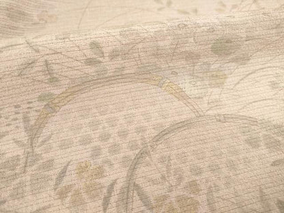 平和屋着物＊夏物 訪問着 絽縮緬 花籬文 暈し染め 金糸 正絹 逸品 AABH2150ck