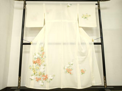 平和屋着物＊夏物 訪問着 絽 友禅 草花文 正絹 逸品 AABH2151ck