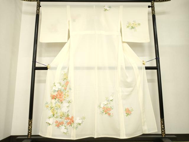 平和屋着物＊夏物 訪問着 絽 友禅 草花文 正絹 逸品 AABH2151ck