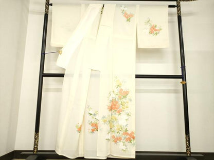 平和屋着物＊夏物 訪問着 絽 友禅 草花文 正絹 逸品 AABH2151ck