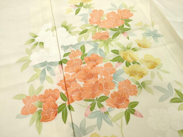 平和屋着物＊夏物 訪問着 絽 友禅 草花文 正絹 逸品 AABH2151ck
