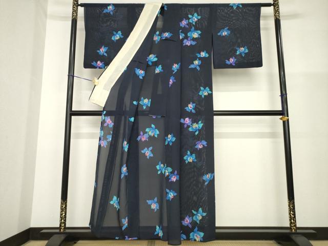 平和屋着物＊夏物 小紋 絽 作家物 舞花文 正絹 逸品 AABH2152ck
