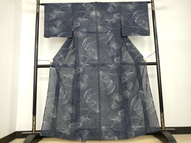 平和屋着物＊夏物 小紋 絽 幾何学文様 AABH2153ck