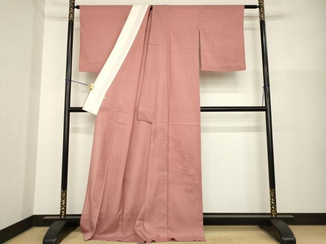 平和屋着物＊夏物 無地絵羽訪問着 流水楓紋絽 蘇芳香色 大丸扱い 正絹 逸品 AABH2154ck