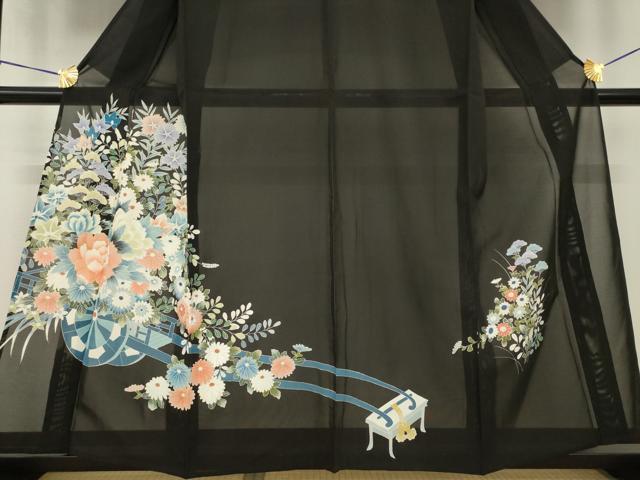 平和屋着物＊夏物 黒留袖 絽 花車文 金彩 正絹 逸品 未使用 AABH2159ck