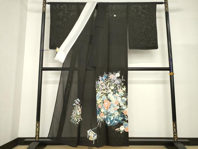 平和屋着物＊夏物 黒留袖 絽 花車文 金彩 正絹 逸品 未使用 AABH2159ck