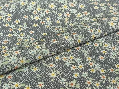 平和屋着物▽小紋　単衣　草花文　洗える着物　AABH2161jh