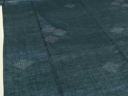 平和屋着物▽上質な紬 単衣 菱文 正絹 逸品 AABH2162jh