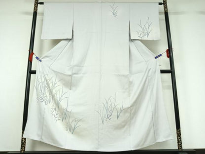 平和屋着物▽訪問着　単衣　草花文　正絹　逸品　AABH2163jh