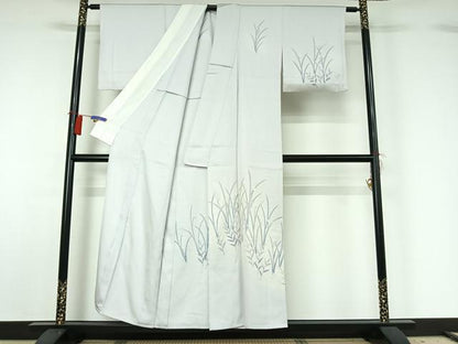 平和屋着物▽訪問着　単衣　草花文　正絹　逸品　AABH2163jh