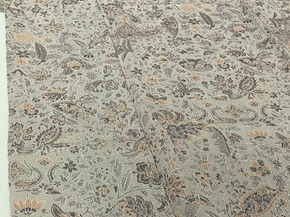 平和屋着物▽上質な小紋 単衣 作家物 花更紗文 鬼しぼ縮緬 反端付き 正絹 逸品 AABH2166jh