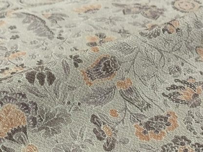 平和屋着物▽上質な小紋 単衣 作家物 花更紗文 鬼しぼ縮緬 反端付き 正絹 逸品 AABH2166jh