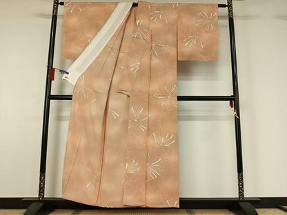 平和屋着物▽上質な小紋　単衣　花づくし文　暈し染め　三越扱い　正絹　逸品　AABH2167jh