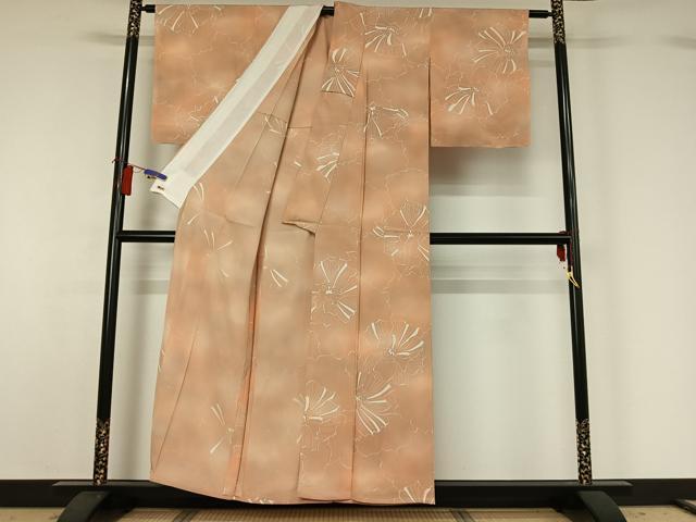 平和屋着物▽上質な小紋　単衣　花づくし文　暈し染め　三越扱い　正絹　逸品　AABH2167jh