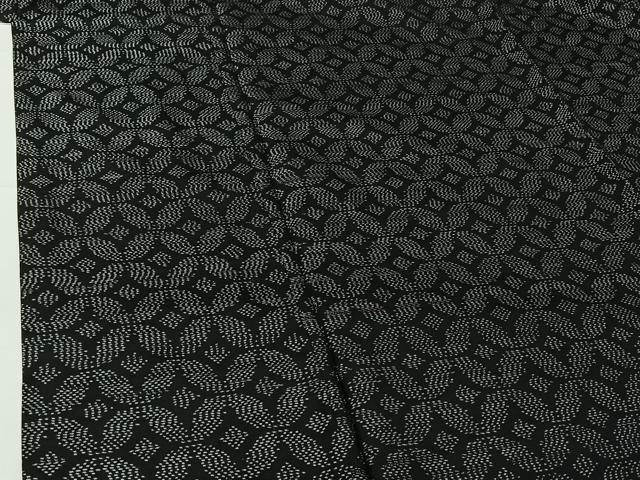 平和屋着物▽本場大島紬　単衣　七宝文　黒地　正絹　逸品　AABH2168jh