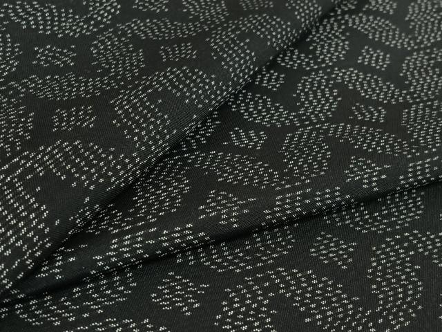 平和屋着物▽本場大島紬　単衣　七宝文　黒地　正絹　逸品　AABH2168jh