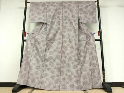 平和屋着物▽上質な紬 単衣 亀甲文 正絹 逸品 AABH2169jh