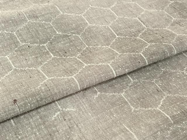 平和屋着物▽上質な紬 単衣 亀甲文 正絹 逸品 AABH2169jh