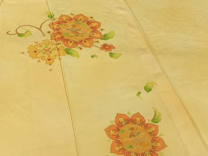 平和屋着物▽中国三大刺繍 相良刺繍 訪問着 単衣 正倉院花文 正絹 逸品 AABH2170jh