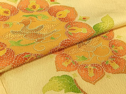 平和屋着物▽中国三大刺繍 相良刺繍 訪問着 単衣 正倉院花文 正絹 逸品 AABH2170jh