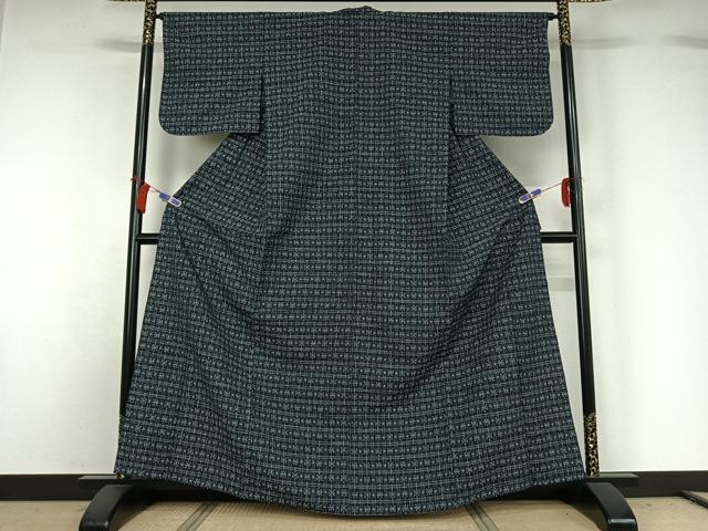 平和屋着物▽上質な紬 単衣 格子 正絹 逸品 AABH2171jh
