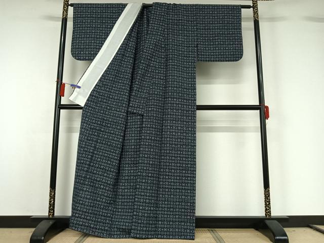 平和屋着物▽上質な紬 単衣 格子 正絹 逸品 AABH2171jh