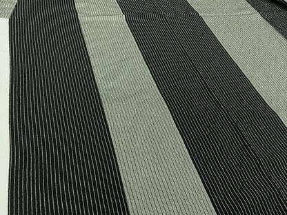 平和屋着物▽本塩沢 単衣 縞 正絹 逸品 AABH2172jh