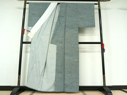 平和屋着物▽江戸小紋 単衣 扇面花文 洗える着物 AABH2173jh