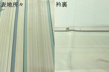 平和屋着物▽訪問着　単衣　紬地　更紗花間道　正絹　逸品　AABH2178jh