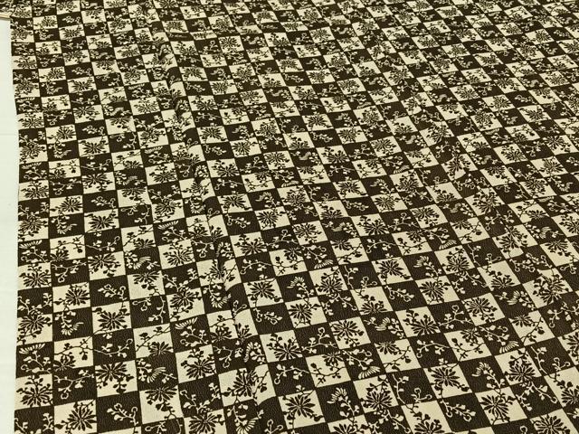 平和屋着物▽上質な小紋　単衣　市松花文　鬼しぼ縮緬　正絹　逸品　AABH2186jh