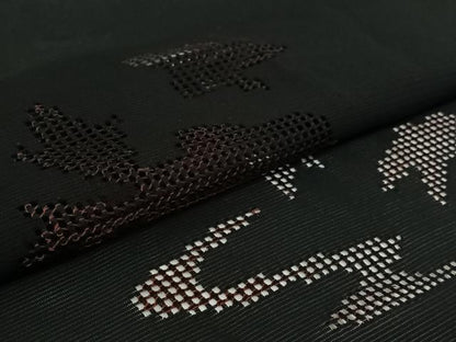 平和屋着物▽羽織　スリーシーズン　春夏秋　塵除け　流水花文　黒地　正絹　逸品　AABH2187jh