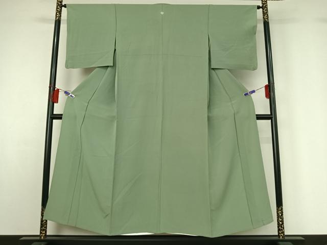 平和屋着物▽上質な色無地　単衣　山葵色　正絹　逸品　AABH2188jh 平和屋着物▽上質な色無地 単衣 山葵色 正絹 逸品 AABH2188jh