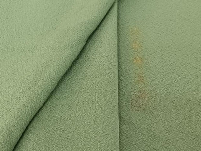 平和屋着物▽上質な色無地　単衣　山葵色　正絹　逸品　AABH2188jh