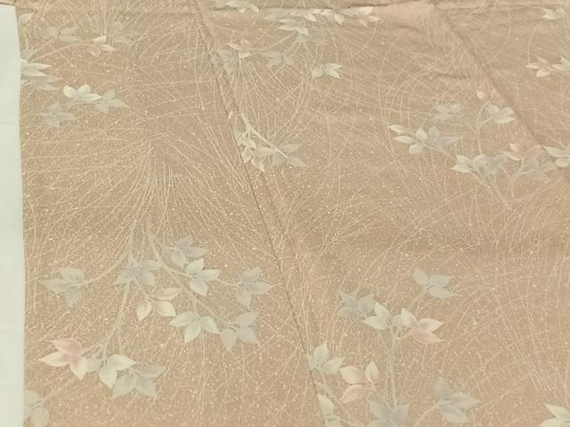 平和屋着物▽上質な小紋　単衣　草葉文　正絹　逸品　AABH2189jh