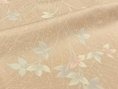 平和屋着物▽上質な小紋　単衣　草葉文　正絹　逸品　AABH2189jh