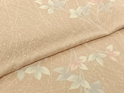 平和屋着物▽上質な小紋　単衣　草葉文　正絹　逸品　AABH2189jh