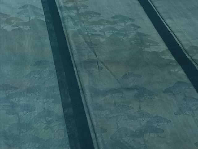 平和屋着物▽訪問着　無双　紗袷　紗×紗　手描き　松文　暈し染め　正絹　逸品　AABH2190jh