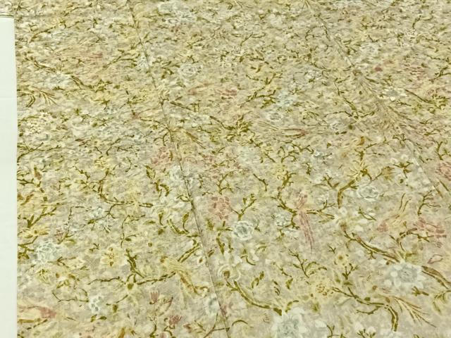 平和屋着物▽上質な小紋　単衣　花鳥文　正絹　逸品　AABH2191jh