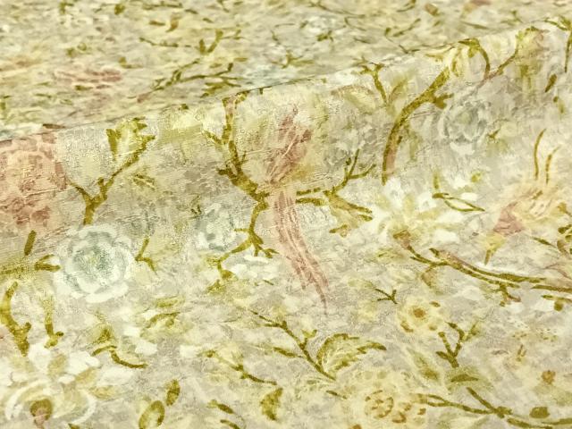 平和屋着物▽上質な小紋　単衣　花鳥文　正絹　逸品　AABH2191jh
