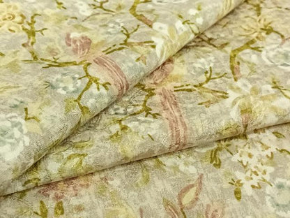 平和屋着物▽上質な小紋　単衣　花鳥文　正絹　逸品　AABH2191jh