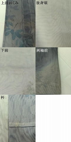 平和屋着物▽訪問着　無双　紗袷　紗×紗　手描き　枝花文　正絹　逸品　AABH2192jh
