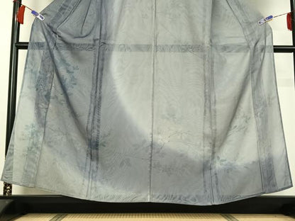 平和屋着物▽訪問着　無双　紗袷　紗×紗　手描き　枝花文　正絹　逸品　AABH2192jh