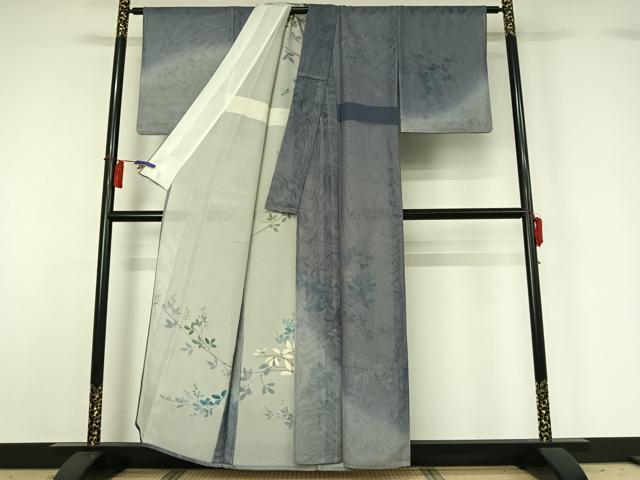平和屋着物▽訪問着　無双　紗袷　紗×紗　手描き　枝花文　正絹　逸品　AABH2192jh