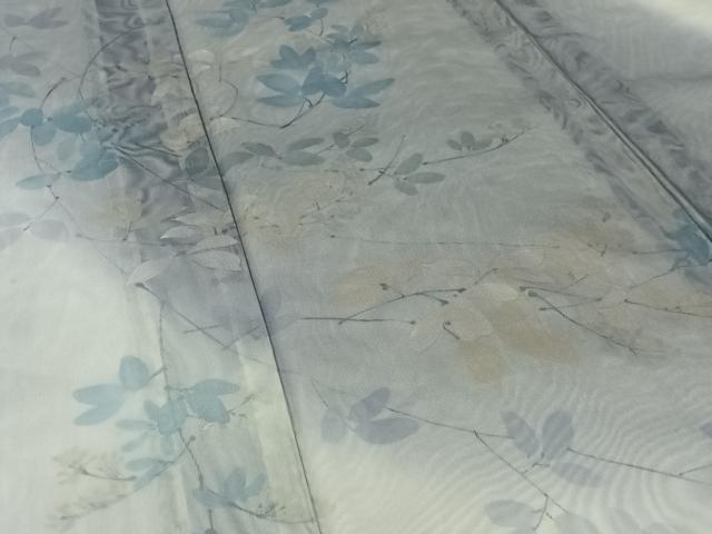 平和屋着物▽訪問着　無双　紗袷　紗×紗　手描き　枝花文　正絹　逸品　AABH2192jh