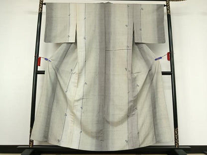 平和屋着物▽上質な紬　単衣　草花文　暈し染め　やまと誂製　正絹　逸品　AABH2193jh