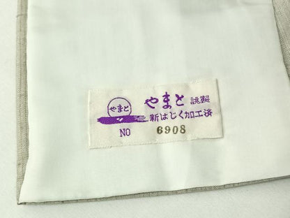 平和屋着物▽上質な紬　単衣　草花文　暈し染め　やまと誂製　正絹　逸品　AABH2193jh