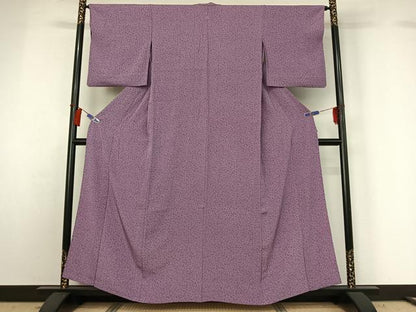 平和屋着物▽人間国宝 小宮康孝　江戸小紋　単衣　舞蝶文　正絹　逸品　AABH2197jh