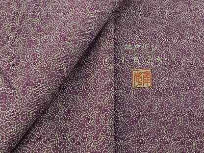 平和屋着物▽人間国宝 小宮康孝　江戸小紋　単衣　舞蝶文　正絹　逸品　AABH2197jh
